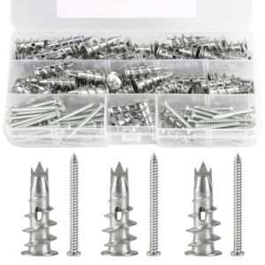 Lot de 120/60 chevilles en m&eacute;tal pour corps creux - Chevilles auto-perceuses pour placopl&acirc;tre - Avec vis - Pour pl&acirc;tre - Chevilles murales creuses pour b&eacute;ton, brique, plaques de pl&acirc;tre, plaques de (Jiujuda9, neuf)