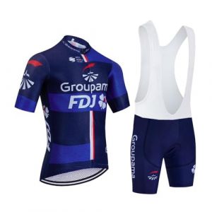 SGCIKER Hommes 2024 pro Team Groupama FDJ Maillot Cyclisme Ensemble, Été Manches Courtes Respirant Cycle Chemise VTT Vélo Vêtements Cuissard Kits 9D Gel Pad (S) (SGCIKER Outdoor, neuf)