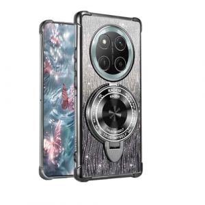 YUECXIN Coque pour Honor Magic 7 Lite 5G (Magic7 Lite)/X9c avec Support pour Miroir de Maquillage Invisible, Femmes Filles &Eacute;l&eacute;gant Bling Brillant &Eacute;tui, Antichoc Silicone Doux Housse (Noir) (YUECXIN, neuf)