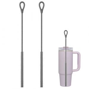 Goupillon Paille, Silicone Gris Lot de 2 Brosses R&eacute;utilisables 6mm 9mm Nettoyage Facile Pour Paille Verre Paille M&eacute;tal Paille Smoothie Brosse Souple Antid&eacute;rapante (ChangYuLong, neuf)