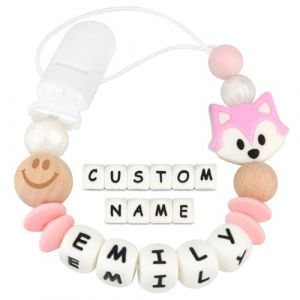 Kowlone Attache Sucette Nom Personnalis&eacute; Prenom Silicones Souris Attache T&eacute;tine en Clips Cha&icirc;ne pour B&eacute;b&eacute; Filles Gar&ccedil;ons(Rosa) (Kowlone-EU, neuf)