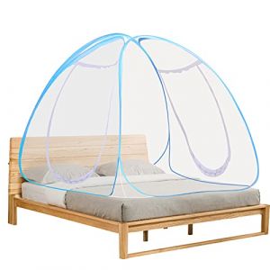 Winload Moustiquaire de Lit Pliable, Moustiquaire Ciel de Lit Pop Up, Portable de Voyage Moustiquaire, Double Porte Moustiquaire Dome avec Fond Anti Mosquito Bites pour Lit Camping, 180 * 200 * 150cm (Mingtao-EU, neuf)