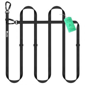 BLUZELLE Laisse Chien 3m Imperméable, Longe Biothane PVC Ajustable Réglable, Laisse Double pour 2 Chiens Laisse Mains Libres, 2X Grand Mousqueton 360° en Aluminium Extra Solide, Couleur:Noir (BF-Commerce GmbH, neuf)