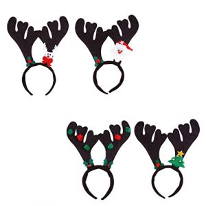 Didiseaon 4 Pièces -tête en bois de Noël traje de santa claus para niño cerceau de cheveux en bois de cerf hair charms hair toppers cerceau de cosplay cerceau en bois de cerf chiffon (Merkowski, neuf)