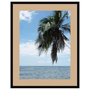 Cadre Photo avec Passe-Partout Sable pour Image 46x61 cm ou 61 x 46 cm Cadres Noir, 2 cm de Largeur, Cadre en Bois (RK Cadres, neuf)