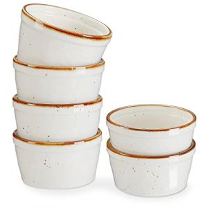 ONEMORE Lot de 6 ramequins en céramique - 118 ml - Passe au four - Mini bols pour pudding, soufflet, crème glacée - Blanc crème (Hong International Trading Limited, neuf)