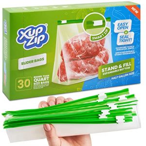 XupZip Sacs de cong&eacute;lation pour aliments, sacs &agrave; glissi&egrave;re &agrave; fermeture, herm&eacute;tique avec fond extensible, sans BPA Demi-gallon / 2,27 L (XupZip, neuf)