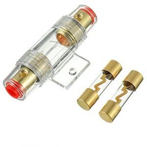 BOJACK 1 Porte-fusible AGU en Ligne plaqué Or et 2 fusibles AGU en Verre plaqué Or 20A pour la Protection de sécurité de l'alimentation Audio Automobile (20A) (BOJACK, neuf)