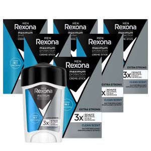 Rexona Men Maximum Protection Lot de 6 déodorants anti-transpirants Clean Scent avec 48 heures de protection contre la transpiration excessive et les odeurs corporelles 45 ml (Lobster Business, neuf)
