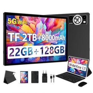DEERTiME 2025 Newest Tablette Android 14,Tablette 10.1 Pouces 22Go RAM+128Go ROM(TF 1To),8 Cœurs 2.0GHz,5G WiFi, GMS,8000mAh/WideVine L1/FHD/BT5.0/GPS/Tablette 2 en 1 avec Clavier Souris-Noir (ELETOP SP. Z O.O, neuf)