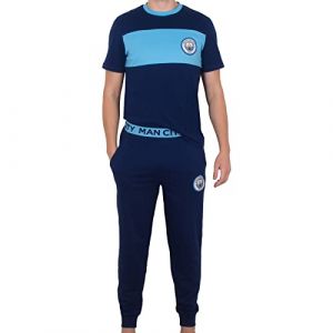 MANCHESTER CITY FC Officiel - Pyjama Long th&egrave;me Football - Homme - Bleu Marine/Bleu Ciel - XL (FootballShopOnline, neuf)