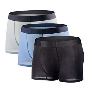 Boxer Homme Sexy Transparent Soie Glac&eacute;e sous-V&ecirc;tement Invisible Mince L&eacute;ger Respirant Cale&ccedil;on S&eacute;chage Rapide sans Couture(Lot de 3) - Noir+bleu+gris Clair - L (YUSHOW Sports, neuf)