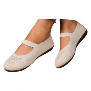Ballerine Beige Femme Confortable, Pied Large Pieds Larges Chaussure Femme Compensée, Pantoufle Plates Confort Chic Et Elegant Commandes en Cours, Mocassin a Enfiler Chaussure Ete Sexy (ChaoWenMao, neuf)