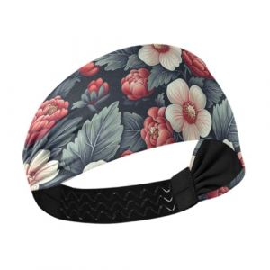 tplaotee Bandeau antidérapant rhubarbe rouge sarcelle pour femme - Bandeau élastique tendance pour un usage quotidien - Pour gym, volley-ball, randonnée (SiminH, neuf)