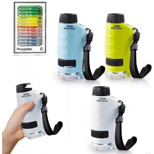 Microscope Portable pour Enfant 2026 - MiniScope de Poche 60x &agrave; 120x, Jouet Scientifique &Eacute;ducatif pour Petits Scientifiques et Exp&eacute;riences, (Bleu + Vert + Blanc) (LittlePai, neuf)