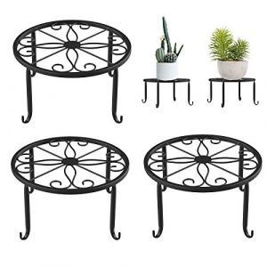 BoloShine Support pour Plantes en Pot, Supports de Pot de Fleurs en Fer Forgé pour l'intérieur, Métal Résistant à la Rouille, Rond 4 Pieds Tabourets Décor pour Intérieur Balcon Extérieur Jardin (Shide EU, neuf)