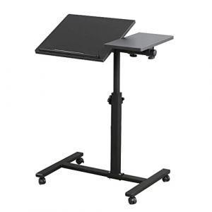 Drumm Table de Lit pour Ordinateur Portable, Réglable en Hauteur, avec Roulettes Verrouillables, Bureau Debout, Table d'ordinateur Mobile, Pliable, 60 x 34.5 x 58/90cm, Noir (jusiZL, neuf)