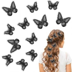 Pince à Cheveux Papillon, 12pcs Mini Pince à Cheveux Papillon, Petite Pince Papillon, Pince à Cheveux Papillon Fille, Accessoires pour Cheveux pour la Vie Quotidienne et les Fêtes pour Filles (Noir) (chenruikang, neuf)