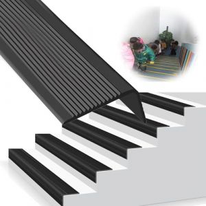 Nez de Marche profilé d'escalier, PVC, adhésif et antidérapant, 70x30mm, d'escalier-Protection, Bande de Bordure, L Profilé Protection d'angle Rebords(Black,100cm) (ycqiqier, neuf)