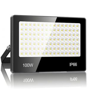 Projecteur LED Extérieur 100W - 10000LM 6500K Blanc Froid Spot LED Extérieur avec 105 LEDs Lampe, IP66 Étanche Eclairage Exterieur pour Stade, Terrasse, Rue, Garage (jintenger, neuf)