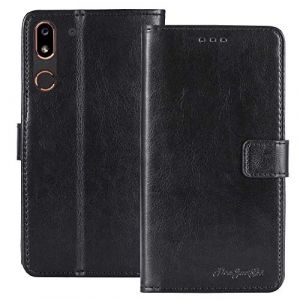 TienJueShi Noir Flip Retro Support &agrave; Rabat Cuir TPU Silicone Housse Coque pour Doro 8062 5.7 inch &Eacute;tui Cas Couverture Protecteur Case Portefeuille Cover (TienJueShiuk, neuf)