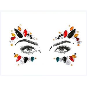 Autocollants double paupi&egrave;re 1 feuille &agrave; picotement Boh&ecirc;me Tribal Style Tribal Sticker Crystal Sticker Visage Et Eye Bijoux Front Stage Decor Autocollant de tatouage temporaire Autocollants &agrave; double p (钟祥市微琼维商贸有限公司, neuf)