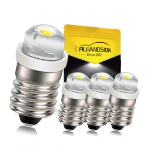 Ruiandsion E10 Ampoule LED CC 3V 0.5W 6000K Blanc 200LM Ampoule LED pour Phare Lampe Torche Phare, Terre N&eacute;gative (Pack de 4) (Ruiandsion, neuf)