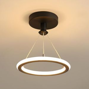 XINYASEE Suspension Acrylique LED Moderne, Lustres en m&eacute;tal,Cercle LED Lampe Suspendue, Dimmable Cercle R&eacute;glable Lampes Suspendues pour Salle &agrave; Manger Salon (Noir) (QIRIDA, neuf)