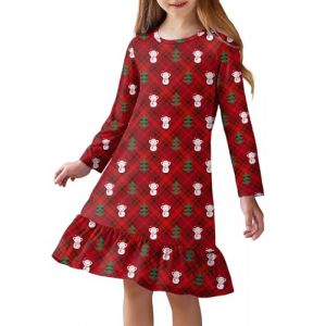 Arshiner Chemise de Nuit pour Fille Ourson Rouge Pyjama &agrave; Manches Longues Robe de Nuit pour Enfant Col Rond A-Line V&ecirc;tements Hiver No&euml;l pour Fille 11-12 Ans (Arshiner Store, neuf)