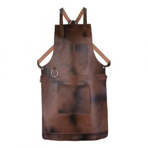 Tablier de boucher en cuir pleine fleur marron cognac &ndash; Tablier de cuisine &ndash; Tablier de barbecue &ndash; Tablier de cuisine &ndash; Tablier de forgeron &ndash; Tablier de barbier &ndash; Tablier de menuiserie (Leathershire, neuf)