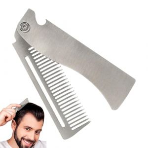Peigne pliable en acier inoxydable, peigne à barbe pliable à poches | Peignes façonnant la moustache, peigne à barbe pliable en métal, brosse à cheveux de voyage portable pour le toilettage (wenrrz, neuf)