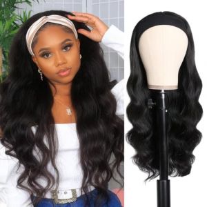 Perruque Cheveux Humain Sans Colle Body Wave Perruque Bandeau Cheveux Humain Glueless Perruque Bresilienne Femme Ondulé 26 Pouces 150% Densité Headband Human Hair Wig Couleur Naturelle (65cm) (Misser hair, neuf)