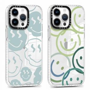 Xylota 2 Pi&egrave;ces Coque pour iPhone 13 Pro 6,1", Transparente &Eacute;tui avec Mignon Motif Smiley, Mince TPU Bumper Silicone Housse Clair Antichoc Protection Filles Femmes Case Cover pour iPhone 13 Pro (AMCREST HOLDINGS, neuf)