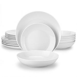 MALACASA AMELIA Service de table 18 pi&egrave;ces en porcelaine moderne ronde blanche pour 6 personnes &ndash; Assiettes de service et bols de qualit&eacute; sup&eacute;rieure pour dessert, salade, soupe, p&acirc;tes (MALACASA OFFICIAL STORE, neuf)
