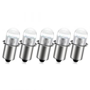 Ruiandsion Ampoule LED de Mise à Niveau P13.5S 6-30V 6V 9V 12V 18V 24V pour Remplacement de Lampe Torche Lanterne de Travail Ryobi Milwaukee DEWALT Maglit, Non-Polarisée (Pack de 5) (Ruiandsion, neuf)