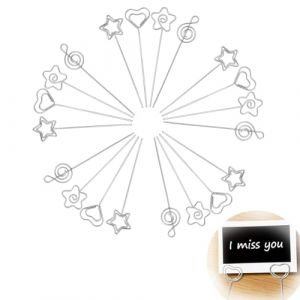 KEWUF 20 Pcs porte photo, porte photo pince, support photo, Porte Photo Mémo Carte Pince Coeur en Métal Porte-Cartes de Table Support Porte Photo pour Décor de Gâteau de Mariage, coeur (VicFENG001, neuf)