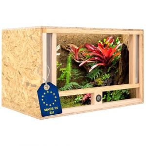 ITA Terrarium Bois 80x50x50 cm avec Ventilation Frontale & hygromètre intégré - Terrarium en Bois OSB-3 - pour Reptiles, Serpents, Amphibiens - Produit UE, certifié FSC (ITA HOME AND GARDEN, neuf)