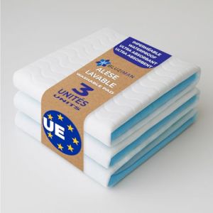 BLUZIMAN® Alèse Imperméable Protege Matelas Absorbant Impermeable Fabriqué en Europe, Alese Lavable Oeko-TEX Lit Enfants Adultes Protection pour Incontinence (50x90cm, Pack 3) (BLUZIMAN, neuf)