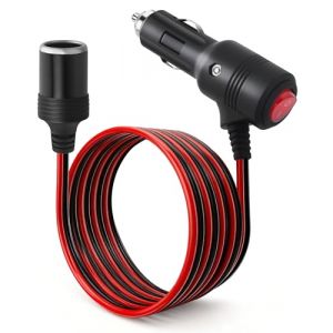 2M Rallonge Allume Cigare, 12 V/24 V Chargeur de Voiture Allume Cigare Prise, Adaptateur &eacute;tanche &agrave; la poussi&egrave;re 16 AWG avec Fusible 15A pour Moto, Bateau, Voiture, Camion (2M avec Interrupteur) (YYX TECH, neuf)