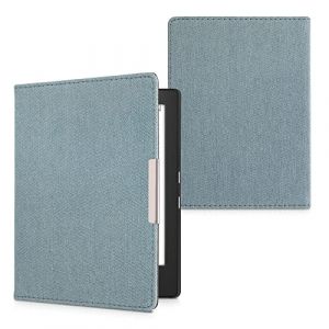 kwmobile Étui liseuse Compatible avec Kobo Aura H2O Edition 1 - Étui à Rabat magnétique Protection en Jean - Bleu Clair (SX-Commerce, neuf)