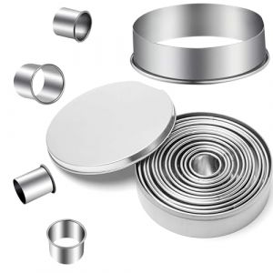 BGOBTY Emporte Piece Rond,12 pcs Emporte-pièces en Acier Inoxydable,Mini Cookie cutters,Moule Biscuit rond pâtisserie avec boîte de rangement pour pâtisserie beignets fondant mousse (Rond) (BGOBTY EU, neuf)