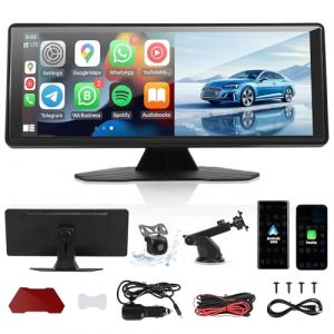 Ecran Carplay Voiture avec Carplay sans Fil Android Auto, 720p Caméra de Recul, Ecran Tactile, Navigation, stéréo de Voiture avec Lien Miroir, Bluetooth monté sur Le Pare-Brise du Tableau d (10,26 IN) (Czoele Trading, neuf)