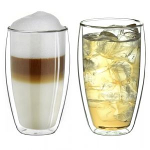 Creano Verre thermique à double paroi 400 ml DG-SH, grand verre à double paroi en verre borosilicaté, verres à café à double paroi, verres à thé, verres à latte, lot de 2 (Creano, neuf)