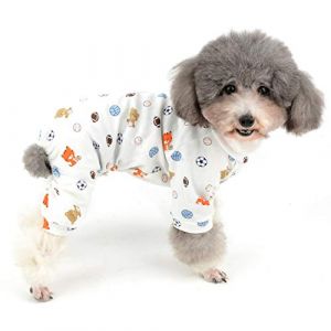 Zunea Combinaison Pyjama pour Petit Chien Adorable Salopette Donut Banane Souris Canard Football Motif Canard Vêtements Unisexe Quatre Jambes Coton Vêtements de Couchage pour Animaux Chats Chiots (Qingqiuk, neuf)