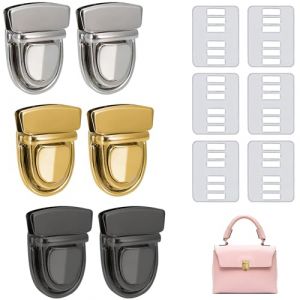 6pcs Serrures à Portefeuille, Serrures de Portefeuille en Acier Inoxydable, Fermoir Sac Attache Cartable - Fermoirs Sacs de Qualité en Or, Argent, et Noir - Faciles à Installer et Durable (6) (Ownkim, neuf)