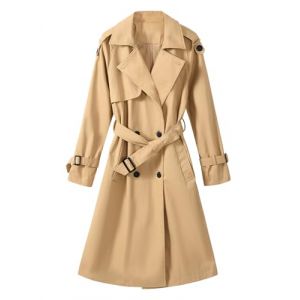 Tuopuda Trench Femme Printemps Automne, Trench Coats Double Boutonnage, Blazer Manteau Jacket Long Col Rabattu Classique Coupe Vent Veste OL Bureau Affaires Outerwear L&eacute;ger Casual, Kaki, M (GHF-Direct, neuf)