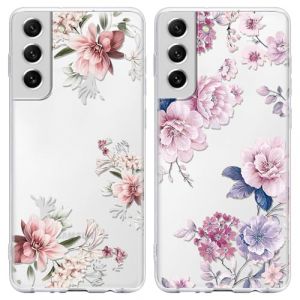 Yoedge 2 Pièces Coque pour Samsung Galaxy S21 FE 5G 6,4", Ultra Fine Souple Transparente Silicone TPU avec Motif Rose Fleur Design Étui, Antichoc Anti-Rayures Protection Housse pour Samsung S21 FE (Lei Xiao, neuf)