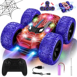 Voiture T&eacute;l&eacute;command&eacute;e Tout Terrain, 4x4 Voiture Cascade Radiocommand&eacute;e 360&deg; Rotation avec Lumi&egrave;res Spider Jouet Gar&ccedil;on Fille 8+ Ans Monster Truck RC Cars Cadeau No&euml;l Anniversaire Jeux Exterieur Enfant (Suijun-uk, neuf)
