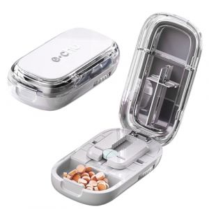 Pasdrucn Coupe Comprim&eacute; En 2 Et En 4, Coupe Cachet Pour Pilules Multiples, Coupe Medicaments En 2 En 4, Broyeur Medicament, Ecrase Medicament, Pilulier Voyage, Boite Medicaments Rangement (Gris) (chugehai, neuf)