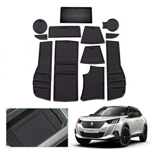 GAFAT Peugeot 2008 e-2008 2020-2024 2025 Tapis Anti-d&eacute;rapants, Peugeot 2008 Restyling Tapis en Caoutchouc Accoudoir Console Centrale, Porte-Gobelet, Rainure de Porte, Peugeot 2008 Accessoires (Noir) (GAFAT(EU), neuf)